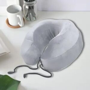 Private Lable Ultra Soft Velvet Cover Memmory Foam Neck Pillow Grey Color