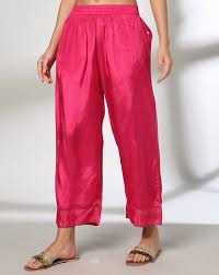 Avaasa Magenta Silk Waistband Palazzo Pants for Women MagntaFusha Color Size XXL