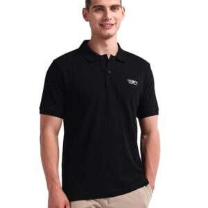 THE FITIN ASSN Mens Ribbed Collar Pure Cotton Slim Fit Polo Shirt Colour black Size xl