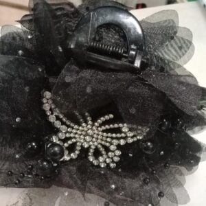 Private Lable Large Claw Clips For Thick Hair Chiffon Silk Bubble black colour