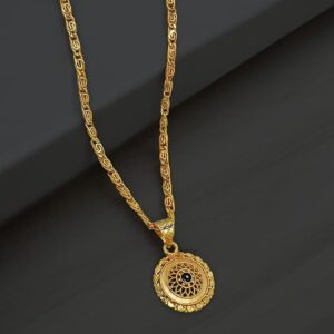Private Lable Gold Plated Round Pendant With Link Chain Locket For Women
