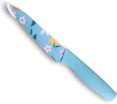 Private Lable Stainless Steel Kitchen Knife with Fruit Printed Coated Blade Sharp Paring Knife for Vegetables Fruits 1pcs