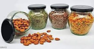 Private LableGlass Jar with Rust Proof kitchen storage Glass jars pack of 6