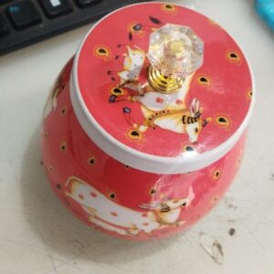 Private Lable Charming Pichwai Cow Calf Printed Red Dry Fruit Jar