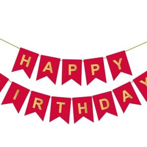 Private Lable Red Colour Happy Birthday Banner Decoration Kit for Boys Girls Kids Men Women 13 Pcs Reusable Cardstock Happy Birthday Paper Banner