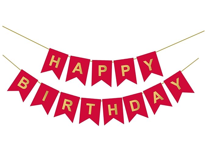 Private Lable Red Colour Happy Birthday Banner Decoration Kit for Boys Girls Kids Men Women 13 Pcs Reusable Cardstock Happy Birthday Paper Banner