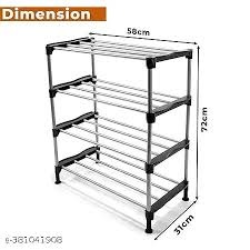 Private Lable 4 layer Plastic shoerack for home black colour