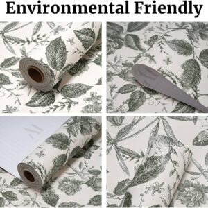 Private Lable Decor Vinyl Floral Botanical Black Wallpaper L x W 160 cm x 40 cm White black