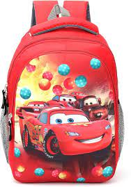 Private Lable Car Printed Kids school Bag Red Colour
