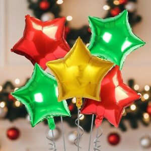 Party Propz Marry Christmas Star Foil balloons Pack of 5