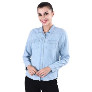 ESMARA Womens Long Sleeve Denim Shirt Light Blue size 42