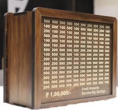 Private Lable Fravy Wooden Money Saving Box Counting target money box Coin box for saving Coin Bank Brown