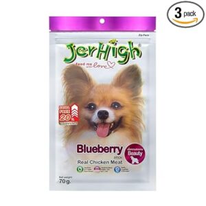 Jerhigh Real Chicken Chew Sticks 70 Gms Each Pack Of 3 Blueberry Flavour