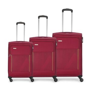 Aristocrat Titus Softside Cabin Size 4W Trolle Red Colour Pack of 3 small medium large