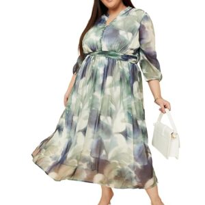 Max Womens 3 4 Sleeves Woven Dress DTI3902P teal Colour Size 5XL