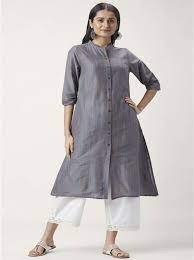 Rangmanch collar full sleeve kurta for women grey colour size XL
