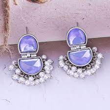 PRIYAASI Stone Studded Pearl Drop Earrings for women
