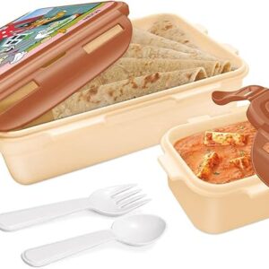 MILTON Mini Fun Treat Lunch Box Plastic Tiffin 650 ml with Small Container 125 ml multicolour