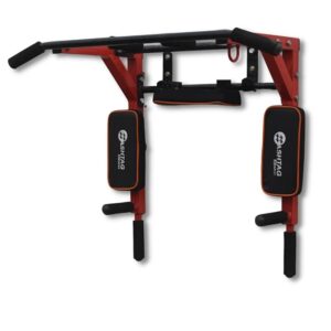 HASHTAG FITNESS Pull up bar for Home 3in1 Wall Mount dips bar dips Stand with Double Toning Tube red colour