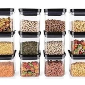 Private Lable Air Tight Containers for Kitchen Organizer Storage Set of 12 500 ml black colour