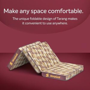 Sleepwell Tarang Foldable Mattress Trifold Budget Friendly 72 into 30 into 3 inch