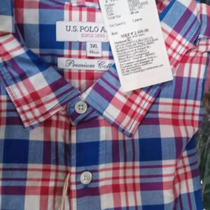 US Polo Men Assn Tartan Check Oxford Shirt red colour size 48