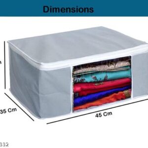 Private Lable Womens NonWoven Material Transparent Saree Cover With Zip Organizer for Wardrobe Paek off 3 Gery