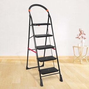 Private Lable Trendy Cameo 5 Step Heavy Duty Foldable Step Ladder with AntiSkid Shoes black colour
