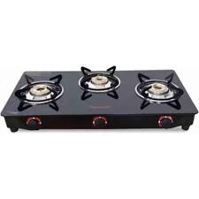 Butterfly Wave Stainless Steel Glass Top Gas Stove 3 burners