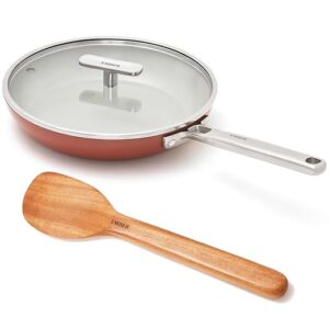 Ember Cookware Arcilla Ceramic Egg Pan 20cm Non Stick Non Toxic Omelette Pan with Glass Lid