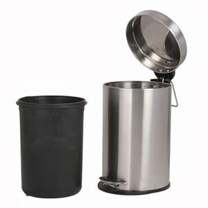 Private Lable Stainless Steel Plain Paddle Dustbin with Lid and Plastic Bucket Trash Bin Garbage Dustbin for Kitchen