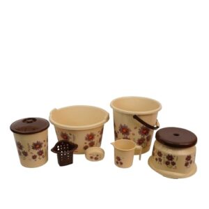 Private Lable Pleasure Premium Bathroom Set 7pcs Beige and Brown colour