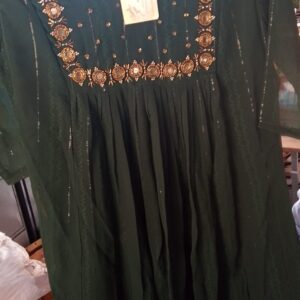 Private Lable Partywear kurthi for women and girls dark green colour Size XL