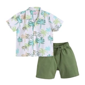 Hopscotch Boys White Short Sleeves 2Piece Tropical Shorts Set off white 2 to 3 years