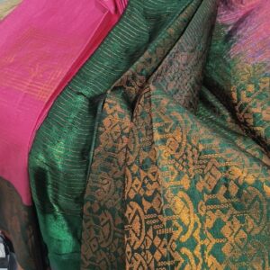 Private Lable Woven Banarasi Art Silk Silk Blend Saree Pink Green