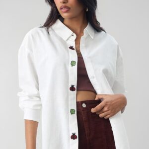 The Souled Store Lucky Clover flame women boyfriend shirts White Color size L