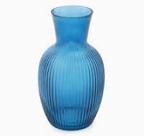 Private Lable Blue Ribbed Glass Vase Medium