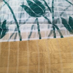 Private Lable Digital Print Bollywood Cotton Linen Linen Saree with golden border multicolor