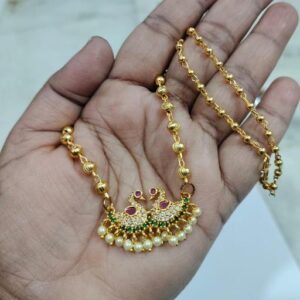 Private Lable GOLD BALLS CHAIN WITH 2 DUCK PENDANT NECKLACE FOR WOMEN GIRLS