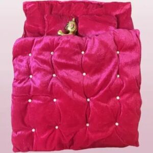 Private Lable Medium Bister Size 34 Laddu Gopal Winter Velvet Bedding Set Pink Color