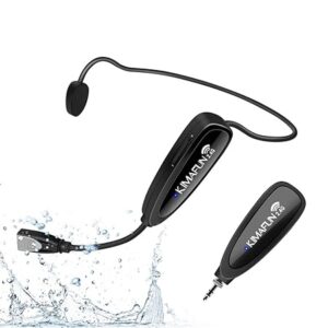 KIMAFUN 2 point 4G Wireless Waterproof Headset Microphone with Transmitter and 3 point 5mm Receiver seal opened