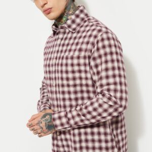 Max collar full sleeve shirt for men marron colour size XL