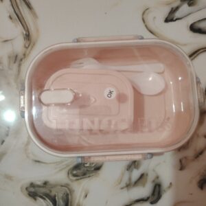 Private Lable Plastic Lunchbox with spoon peach colour