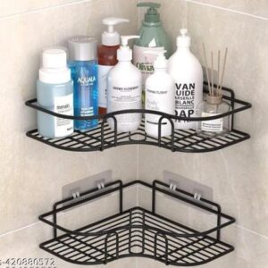 Private Lable 2PCS Combo Pack Bathroom Storage Rack Corner black colour