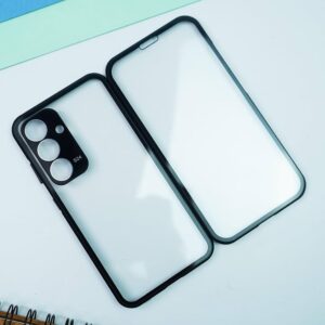 Private Lable Back Cover Case for Samsung Galaxy S23 FE Shockproof Protective Velocity Metal Craft Dual Glass Armor Case for Men Boys Black