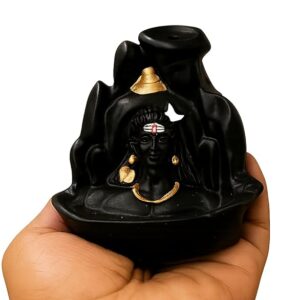 Private Lable Adiyogi Poly Resin Backflow Incense Holder 10 cm Lord Shiva Smoke Fountain Yoga Home Decor