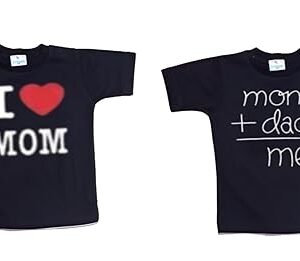 Private Lable TK FASHION I Love Mom and MomDad Me Text Printed Cotton Baby Black Combo of 2 Clothing Sets TshirtShorts Boys Girls black 1 year