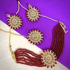 Private Lable Alloy Maroon Jewel Set Pack of 1 red colour for womens and girls