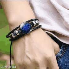 Private Lable Aries Mesh Rashi Zodiac Leather Bracelet for Men and Women