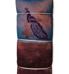 Private Lable Double Peacock DesignWear in Party Marriage Traditional function Saree Come with Contrast Blouse Pallu women colour green